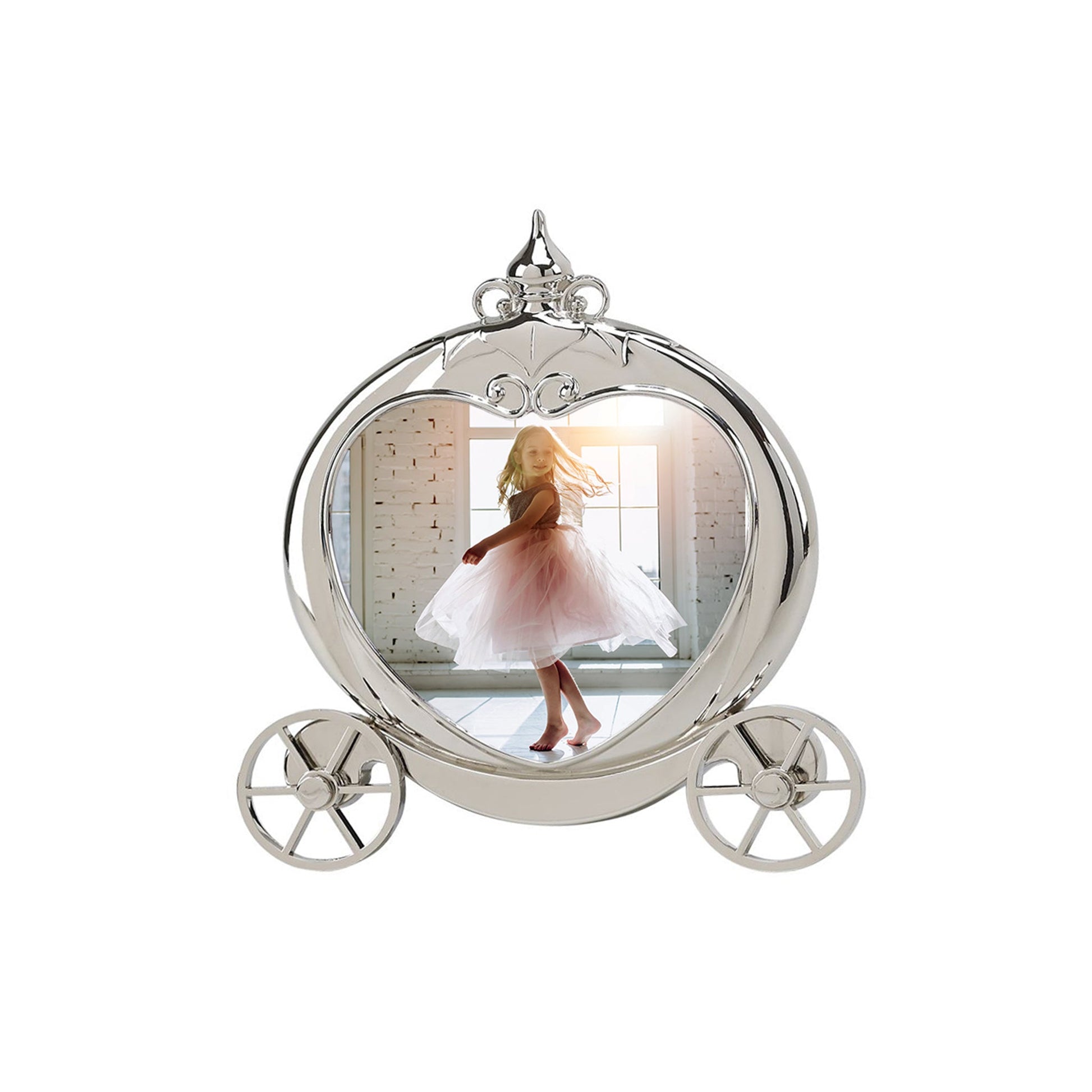 Pumpkin Coach Frame Holds 3.5" X 3.5" Photo, Polished Finish-1