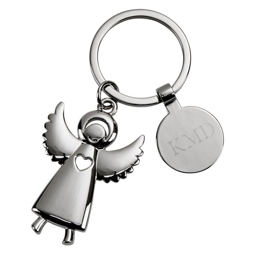Standing Angel Keychain with Engraving Tag, 3.5"-0