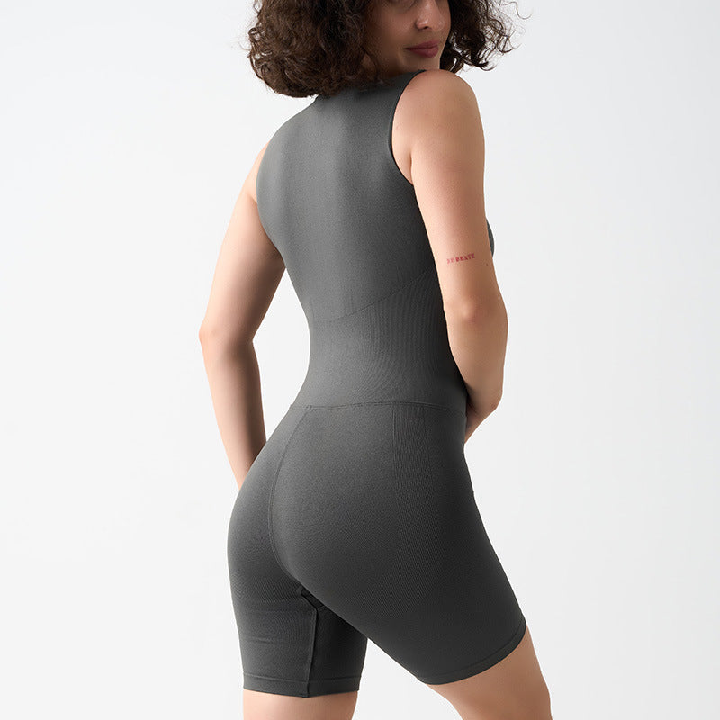 Jumpsuit Tummy Control Hip Lift Running Fitness Body Shaping Short Sleeve Unitard