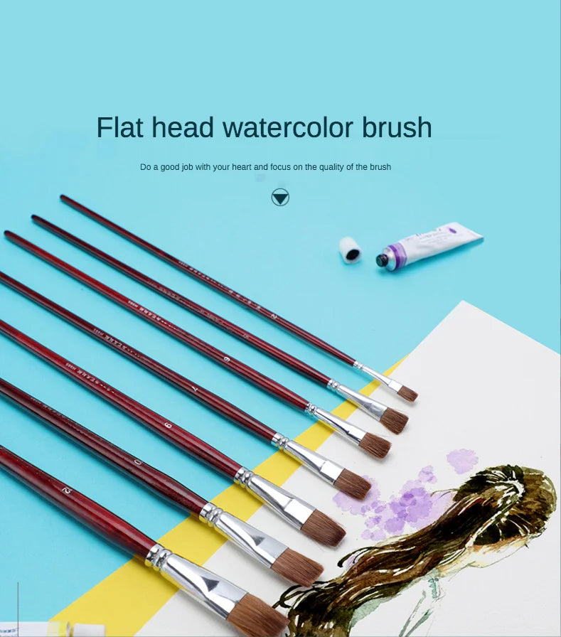 6pcs artist oil painting brushes Set level head weasel hair Water Paint brush Acrylics Drawing Art Supplies Painting dedicated
