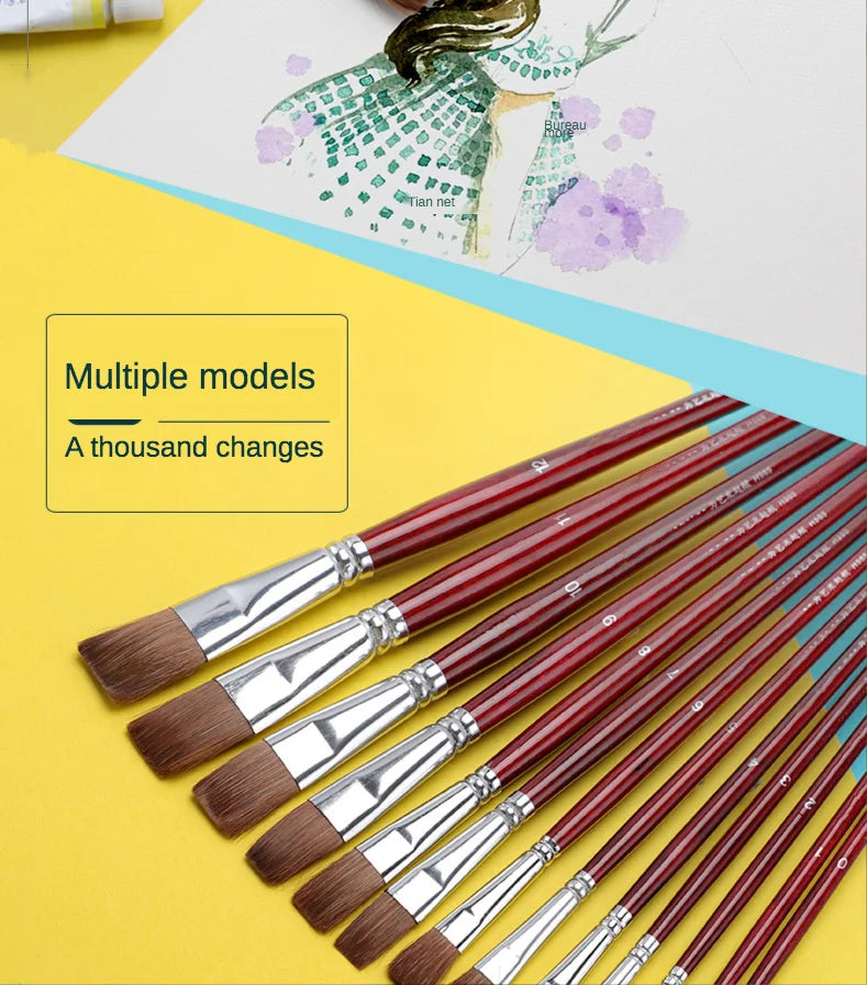 6pcs artist oil painting brushes Set level head weasel hair Water Paint brush Acrylics Drawing Art Supplies Painting dedicated