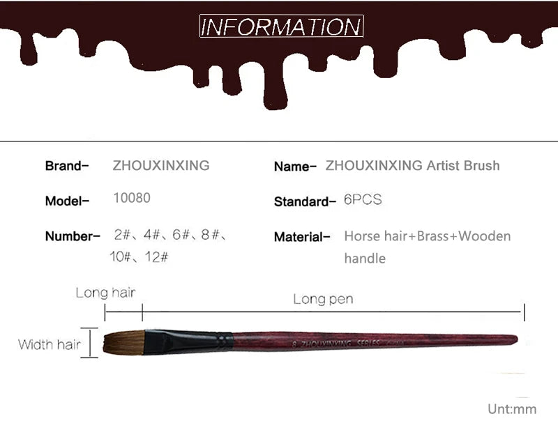 6pcs artist oil painting brushes Set level head weasel hair Water Paint brush Acrylics Drawing Art Supplies Painting dedicated