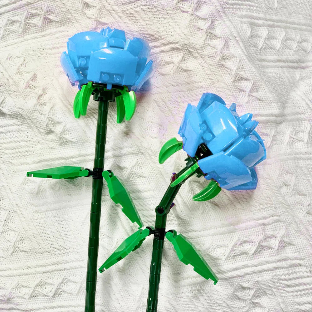 Rose Flower Building Block Flower Eternal Bouquet Prickly Pear Model Plant Decoration Educational Toy For Kids Birthday Gift