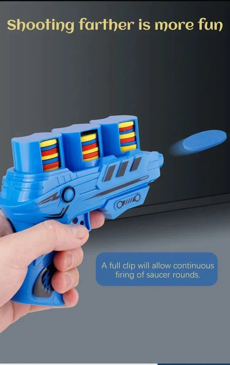 Funny Kids Soft Catapult Flying Saucer Gun Toy Double Parent-child Interactive Soft Bullet Shooting Jumping EVA Carrot Gun Toys