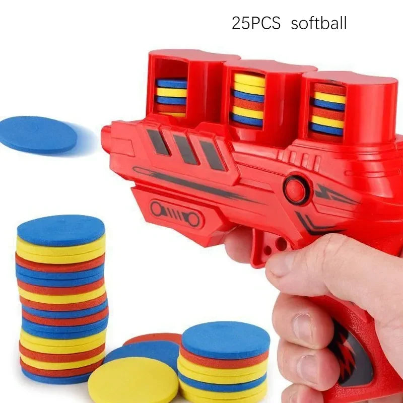 Funny Kids Soft Catapult Flying Saucer Gun Toy Double Parent-child Interactive Soft Bullet Shooting Jumping EVA Carrot Gun Toys