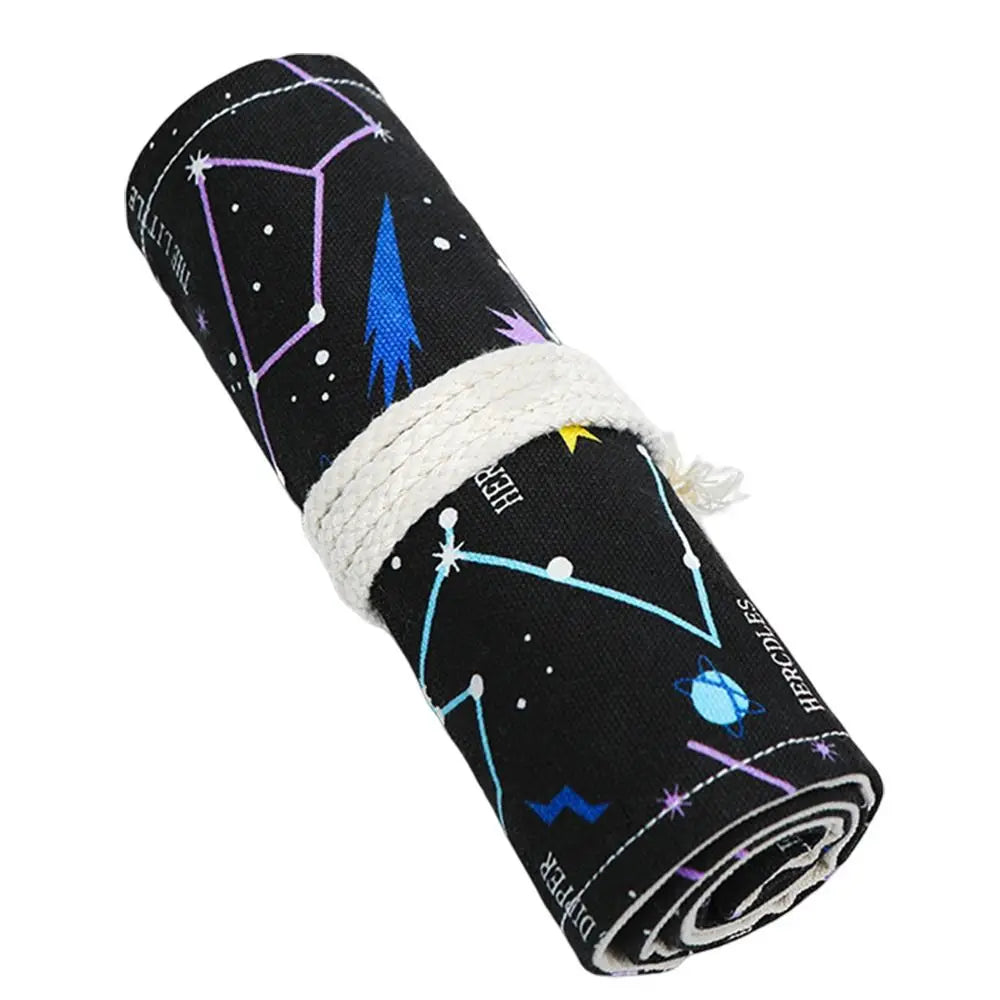 12/24/36/48 Holes Roll Colored Art Pencil Case Kawaii School Students Supplies Paint Brush Pen Bag Cute Pencil Cases Stationery