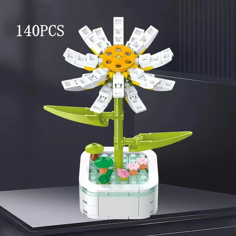 Rose Flower Building Block Flower Eternal Bouquet Prickly Pear Model Plant Decoration Educational Toy For Kids Birthday Gift