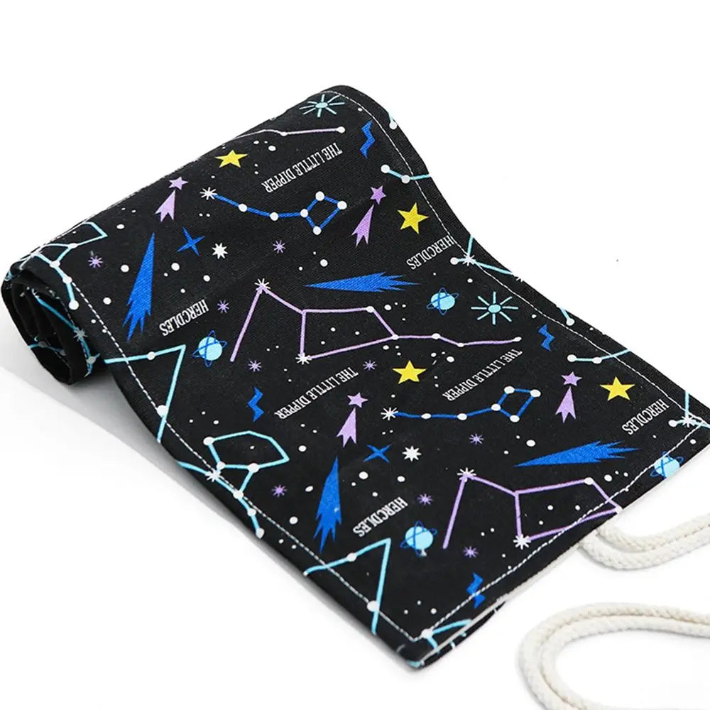 12/24/36/48 Holes Roll Colored Art Pencil Case Kawaii School Students Supplies Paint Brush Pen Bag Cute Pencil Cases Stationery