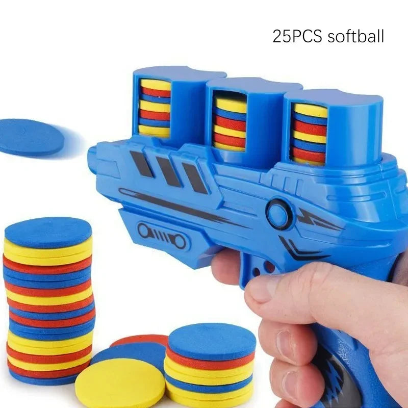 Funny Kids Soft Catapult Flying Saucer Gun Toy Double Parent-child Interactive Soft Bullet Shooting Jumping EVA Carrot Gun Toys