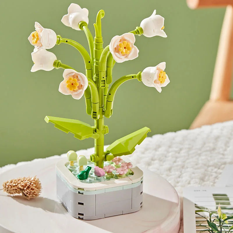 Rose Flower Building Block Flower Eternal Bouquet Prickly Pear Model Plant Decoration Educational Toy For Kids Birthday Gift