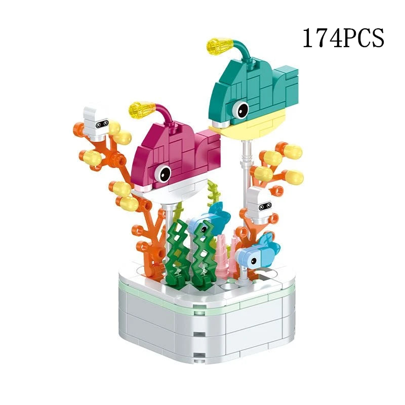 Rose Flower Building Block Flower Eternal Bouquet Prickly Pear Model Plant Decoration Educational Toy For Kids Birthday Gift