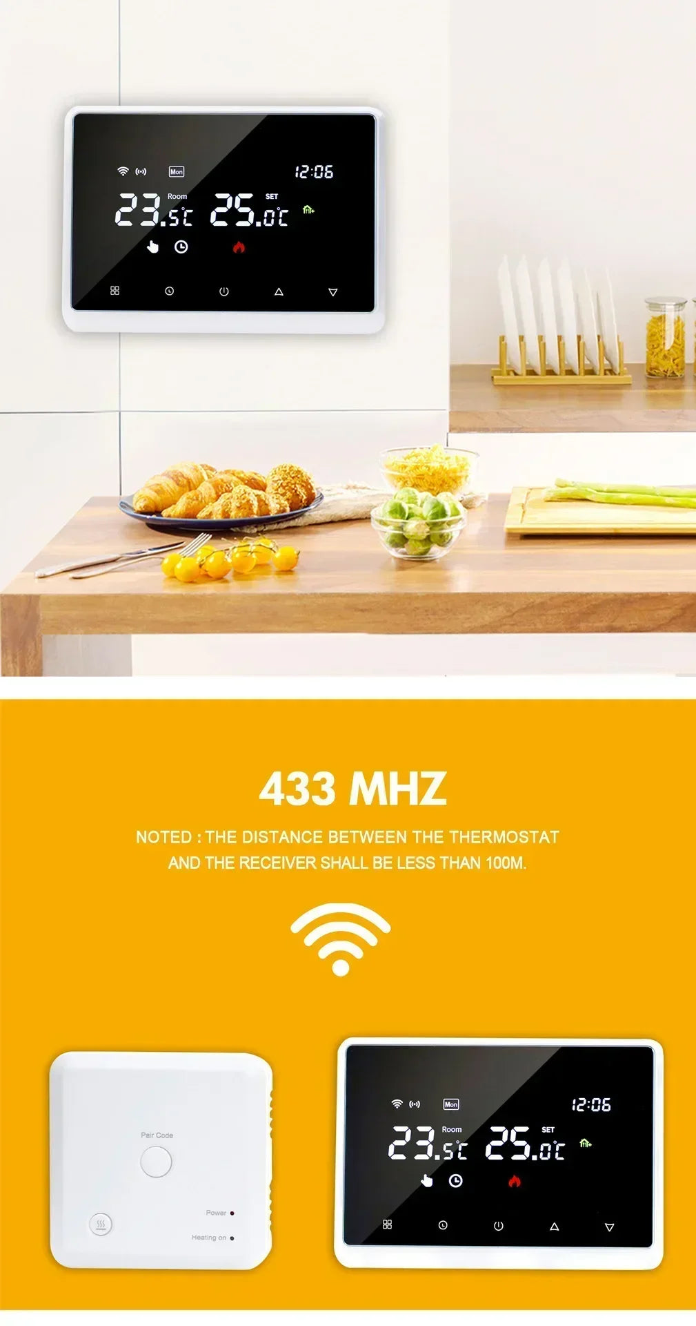 Tuya RF WiFi Smart Thermostat Temperature Controller for Gas Boiler Water Heating Wireless WiFi Thermostat Work with Alexa Googe