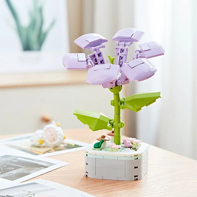 Rose Flower Building Block Flower Eternal Bouquet Prickly Pear Model Plant Decoration Educational Toy For Kids Birthday Gift