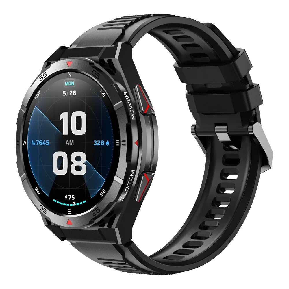 New Smart Watch GPS Sports Compass Altitude Air Pressure Blue Tooth Call 3ATM Waterproof Health AMOLED Screen Smartwatch 480Mah