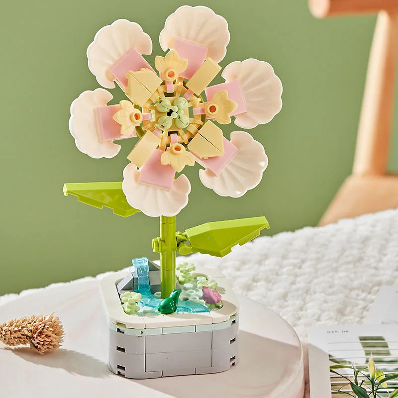 Rose Flower Building Block Flower Eternal Bouquet Prickly Pear Model Plant Decoration Educational Toy For Kids Birthday Gift