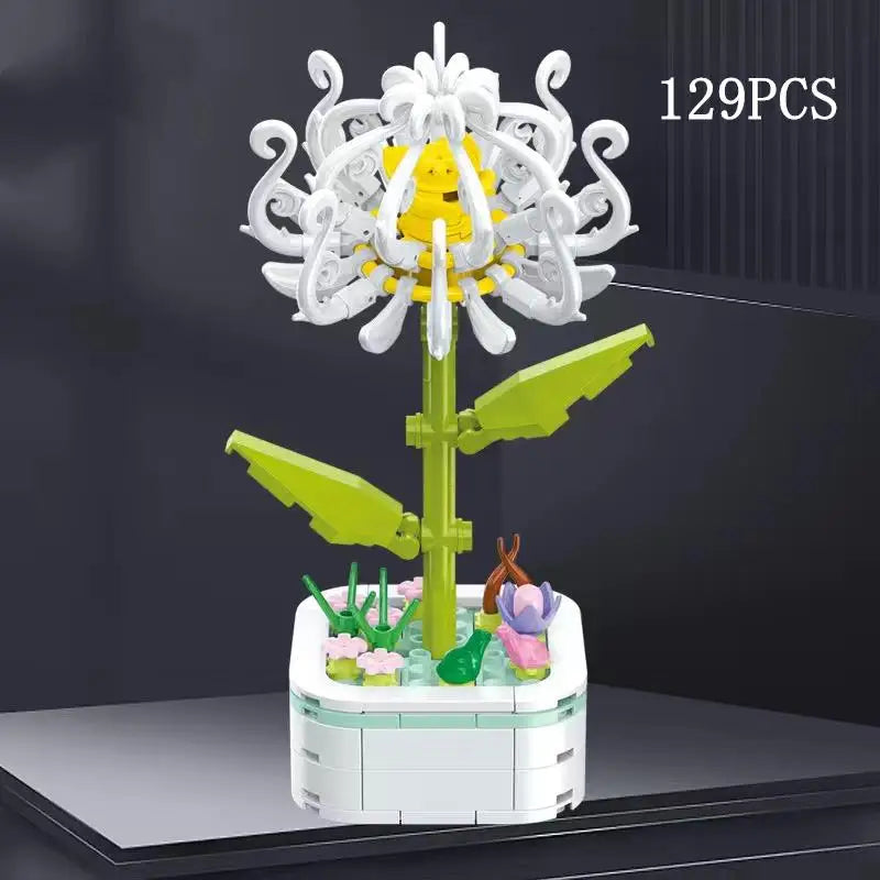 Rose Flower Building Block Flower Eternal Bouquet Prickly Pear Model Plant Decoration Educational Toy For Kids Birthday Gift