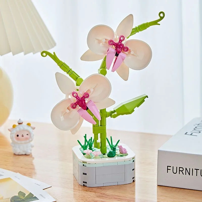 Rose Flower Building Block Flower Eternal Bouquet Prickly Pear Model Plant Decoration Educational Toy For Kids Birthday Gift