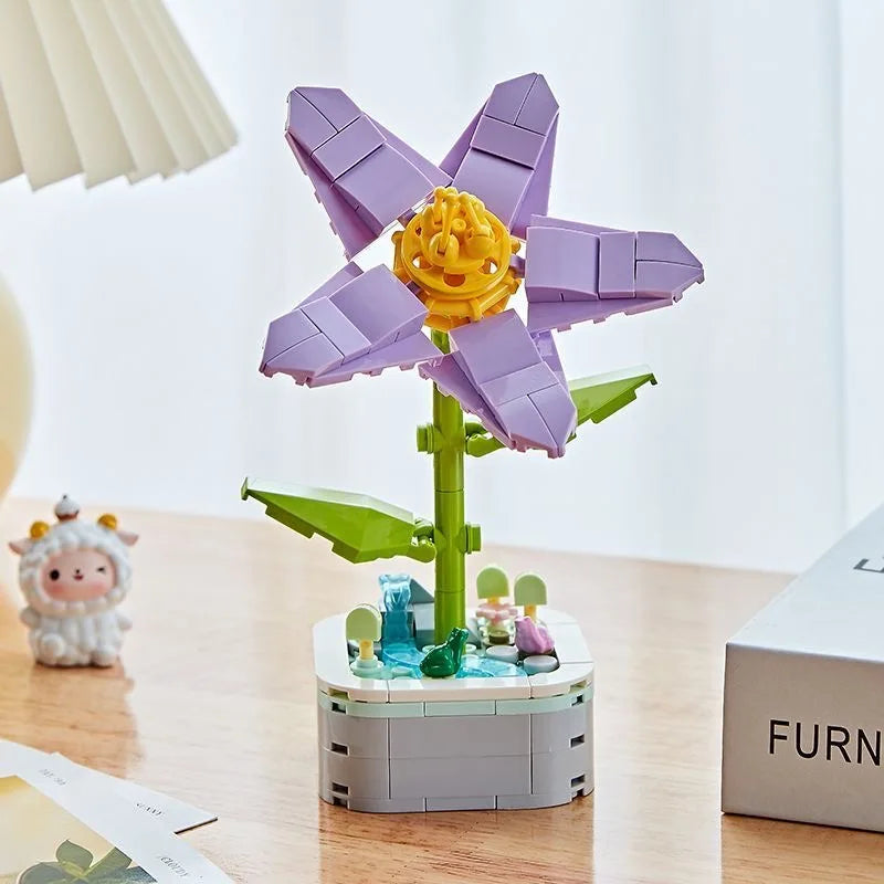 Rose Flower Building Block Flower Eternal Bouquet Prickly Pear Model Plant Decoration Educational Toy For Kids Birthday Gift