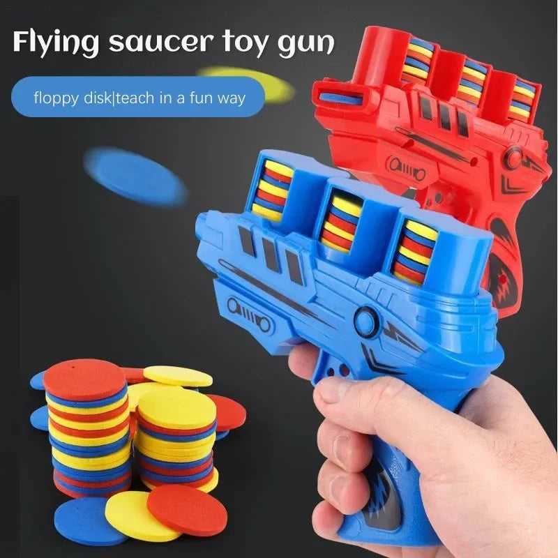 Funny Kids Soft Catapult Flying Saucer Gun Toy Double Parent-child Interactive Soft Bullet Shooting Jumping EVA Carrot Gun Toys