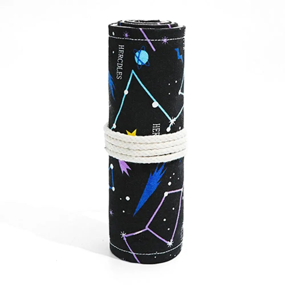 12/24/36/48 Holes Roll Colored Art Pencil Case Kawaii School Students Supplies Paint Brush Pen Bag Cute Pencil Cases Stationery