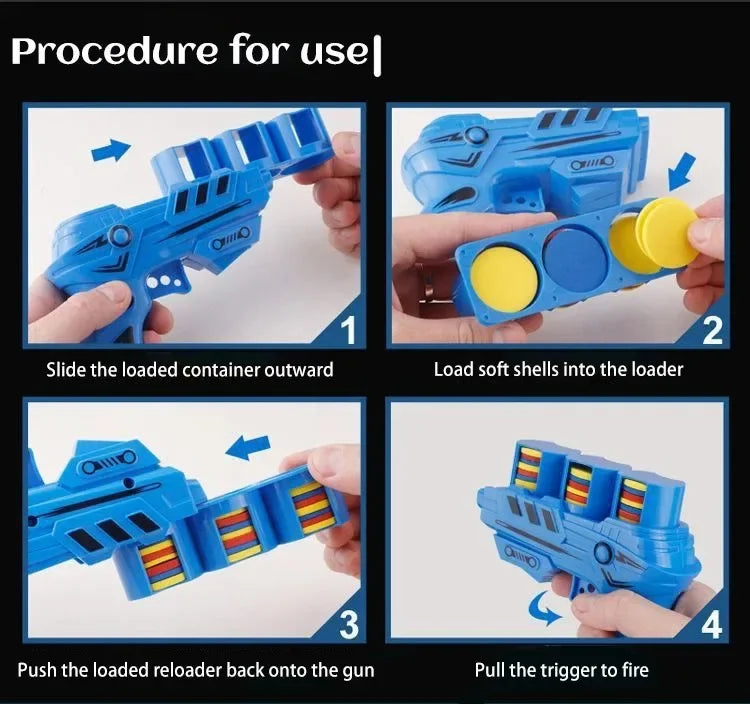 Funny Kids Soft Catapult Flying Saucer Gun Toy Double Parent-child Interactive Soft Bullet Shooting Jumping EVA Carrot Gun Toys