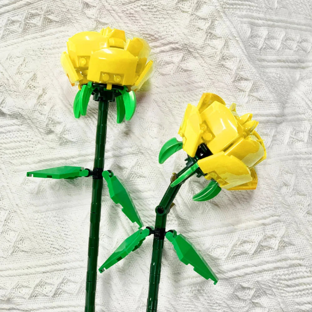 Rose Flower Building Block Flower Eternal Bouquet Prickly Pear Model Plant Decoration Educational Toy For Kids Birthday Gift