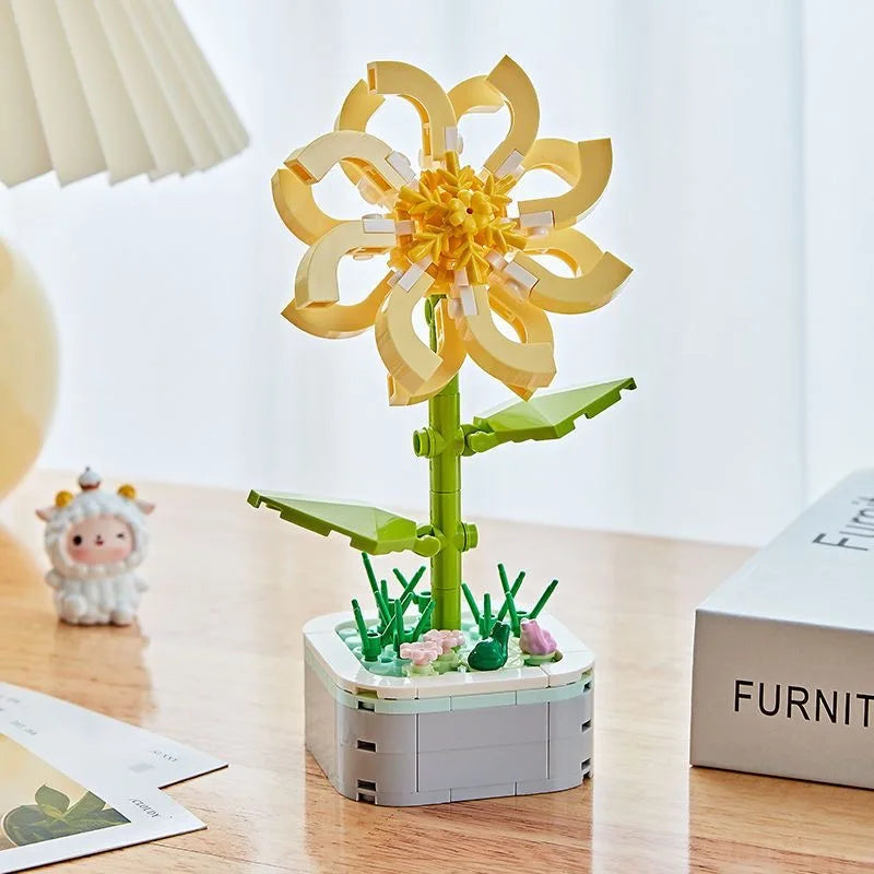 Rose Flower Building Block Flower Eternal Bouquet Prickly Pear Model Plant Decoration Educational Toy For Kids Birthday Gift