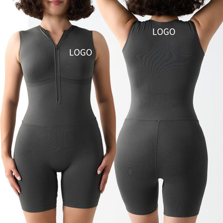 Jumpsuit Tummy Control Hip Lift Running Fitness Body Shaping Short Sleeve Unitard