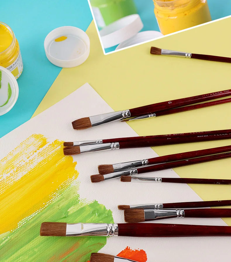 6pcs artist oil painting brushes Set level head weasel hair Water Paint brush Acrylics Drawing Art Supplies Painting dedicated
