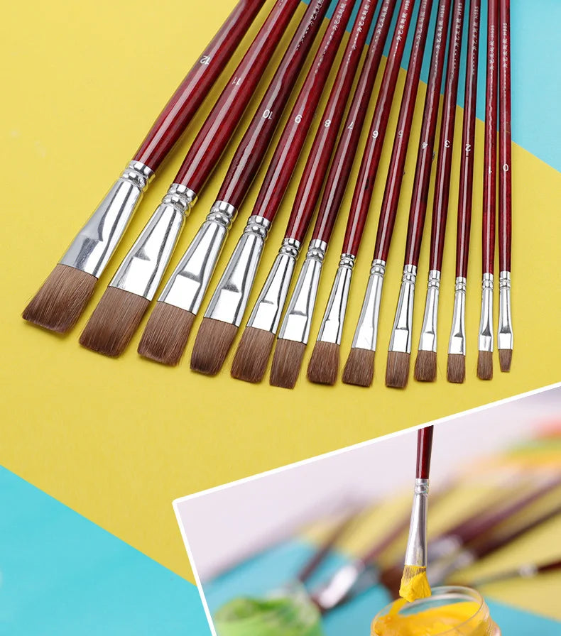 6pcs artist oil painting brushes Set level head weasel hair Water Paint brush Acrylics Drawing Art Supplies Painting dedicated