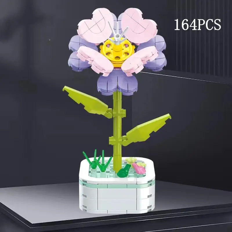 Rose Flower Building Block Flower Eternal Bouquet Prickly Pear Model Plant Decoration Educational Toy For Kids Birthday Gift
