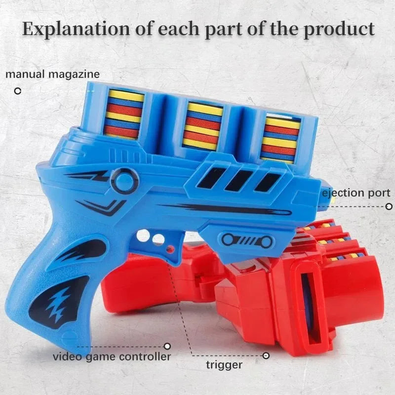 Funny Kids Soft Catapult Flying Saucer Gun Toy Double Parent-child Interactive Soft Bullet Shooting Jumping EVA Carrot Gun Toys