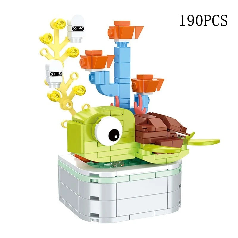 Rose Flower Building Block Flower Eternal Bouquet Prickly Pear Model Plant Decoration Educational Toy For Kids Birthday Gift