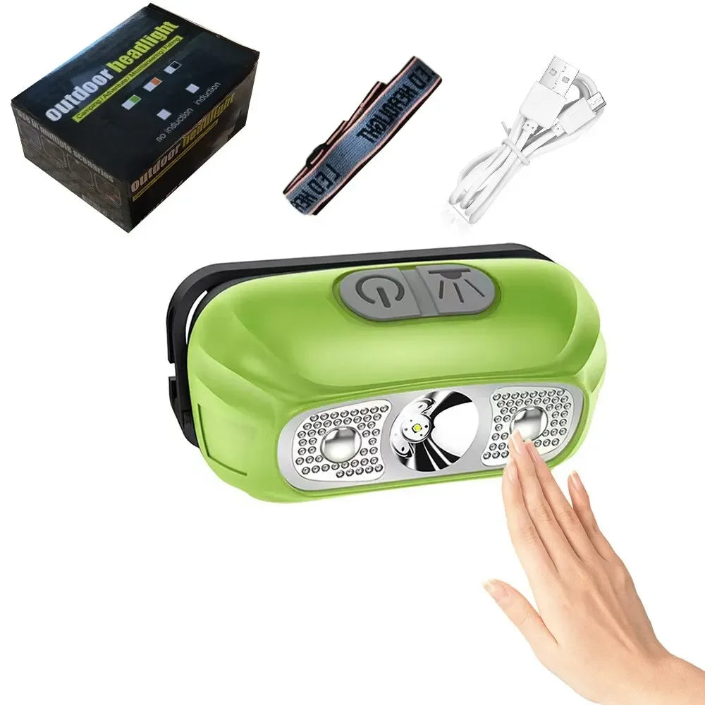 Mini Rechargeable Powerful Sensor Headlamp Fishing Camping USB Head Flashlight COB LED Head Light Torch Headlights Front Lantern