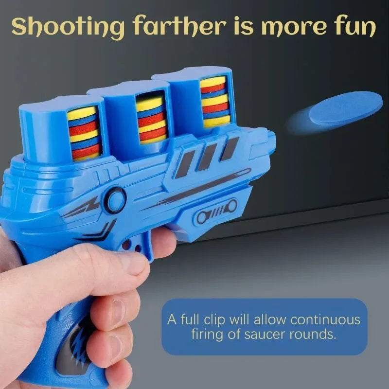 Funny Kids Soft Catapult Flying Saucer Gun Toy Double Parent-child Interactive Soft Bullet Shooting Jumping EVA Carrot Gun Toys