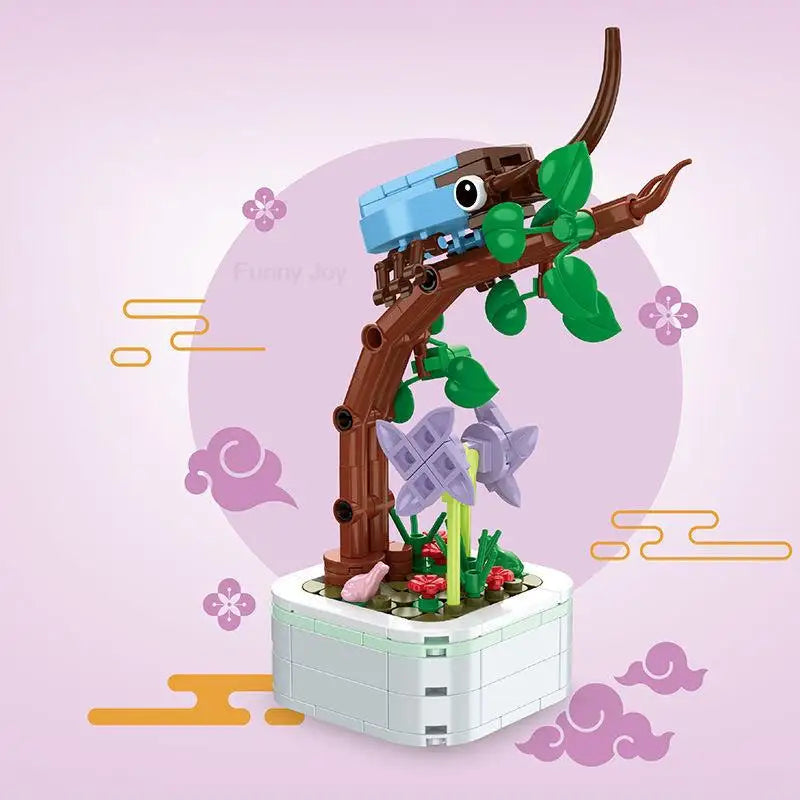 Rose Flower Building Block Flower Eternal Bouquet Prickly Pear Model Plant Decoration Educational Toy For Kids Birthday Gift