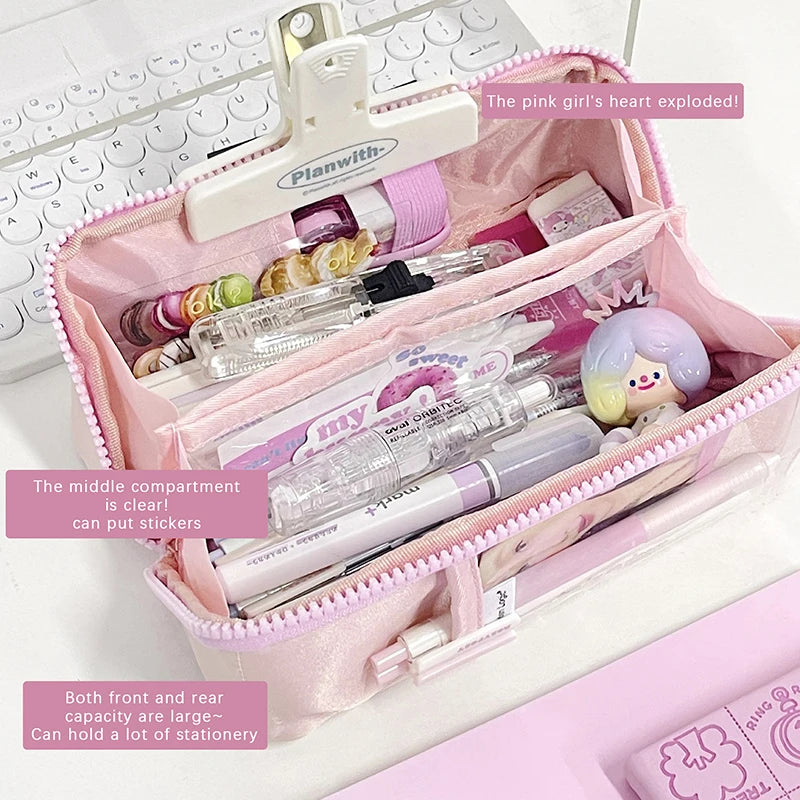 Kawaii  Pencil Case Cute Animal Pencilcases Large School Pencil Bags For Maiden Girl Stationery Supplies