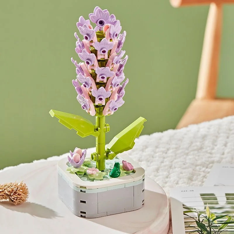 Rose Flower Building Block Flower Eternal Bouquet Prickly Pear Model Plant Decoration Educational Toy For Kids Birthday Gift