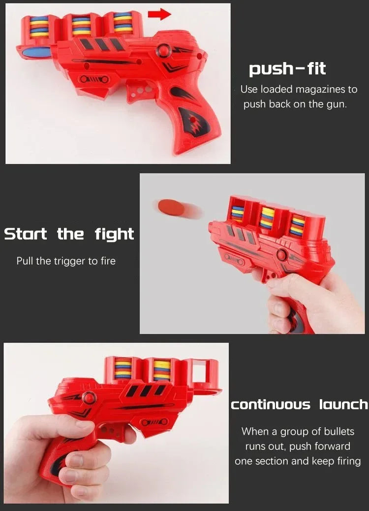 Funny Kids Soft Catapult Flying Saucer Gun Toy Double Parent-child Interactive Soft Bullet Shooting Jumping EVA Carrot Gun Toys