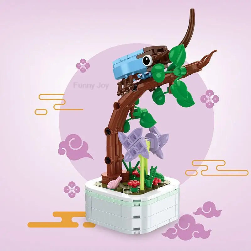 Perpetual Bouquet Tulip Flower Building Block 3D Model Home Decoration Plant Potted Assembly Bricks Valentine Child Gifts