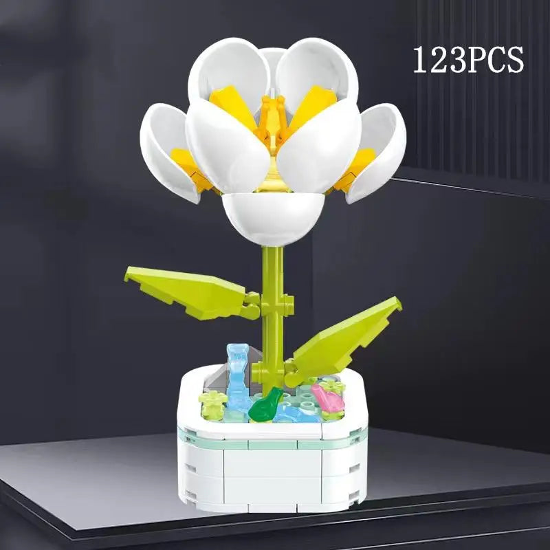 Rose Flower Building Block Flower Eternal Bouquet Prickly Pear Model Plant Decoration Educational Toy For Kids Birthday Gift