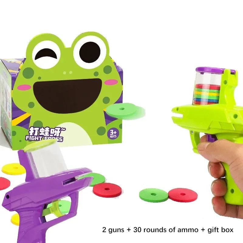 Funny Kids Soft Catapult Flying Saucer Gun Toy Double Parent-child Interactive Soft Bullet Shooting Jumping EVA Carrot Gun Toys