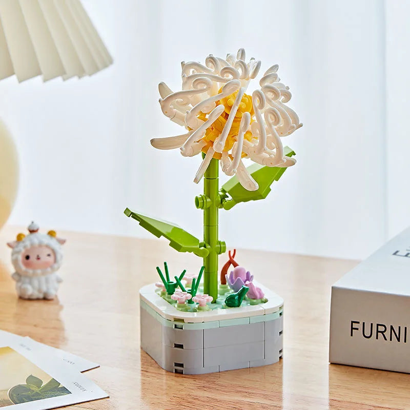 Rose Flower Building Block Flower Eternal Bouquet Prickly Pear Model Plant Decoration Educational Toy For Kids Birthday Gift