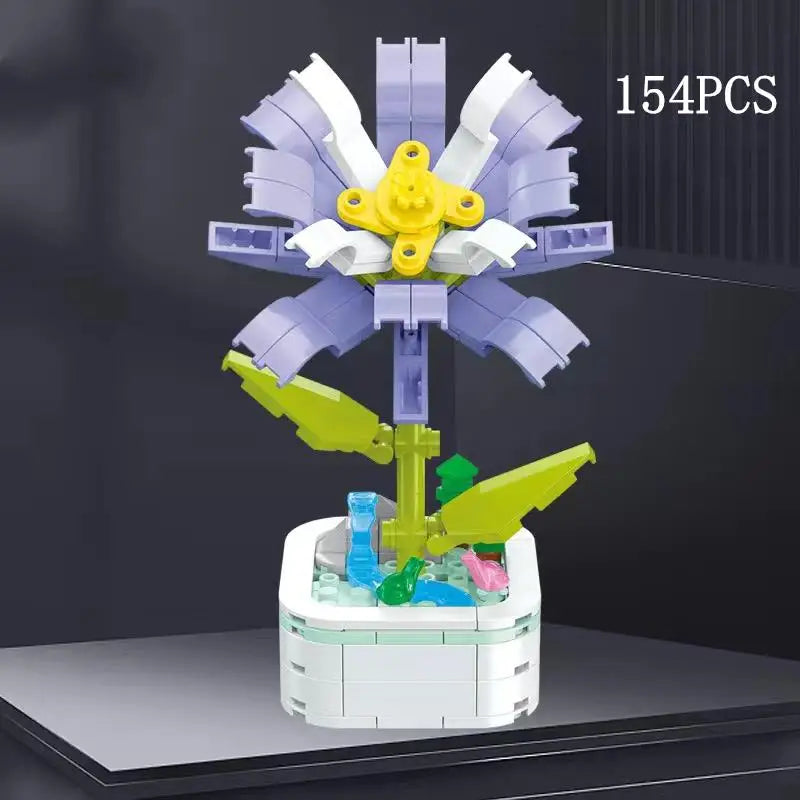 Rose Flower Building Block Flower Eternal Bouquet Prickly Pear Model Plant Decoration Educational Toy For Kids Birthday Gift