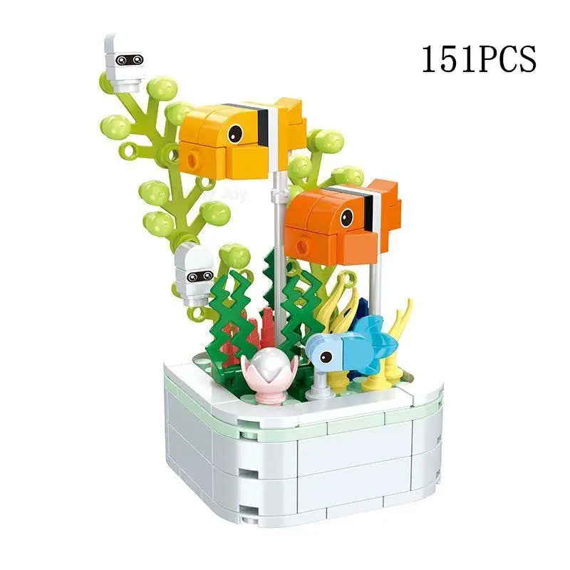 Rose Flower Building Block Flower Eternal Bouquet Prickly Pear Model Plant Decoration Educational Toy For Kids Birthday Gift