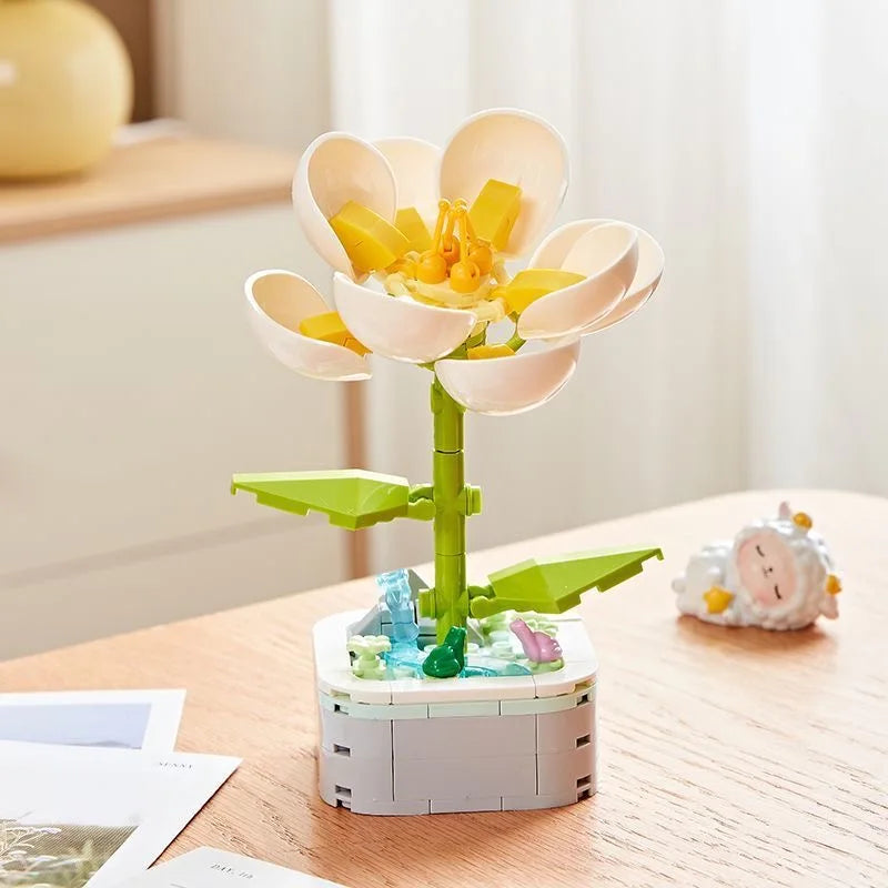 Rose Flower Building Block Flower Eternal Bouquet Prickly Pear Model Plant Decoration Educational Toy For Kids Birthday Gift