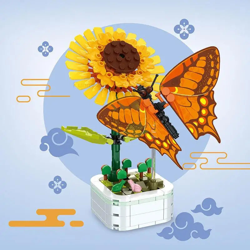 Rose Flower Building Block Flower Eternal Bouquet Prickly Pear Model Plant Decoration Educational Toy For Kids Birthday Gift
