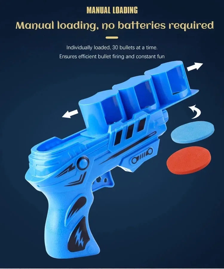 Funny Kids Soft Catapult Flying Saucer Gun Toy Double Parent-child Interactive Soft Bullet Shooting Jumping EVA Carrot Gun Toys