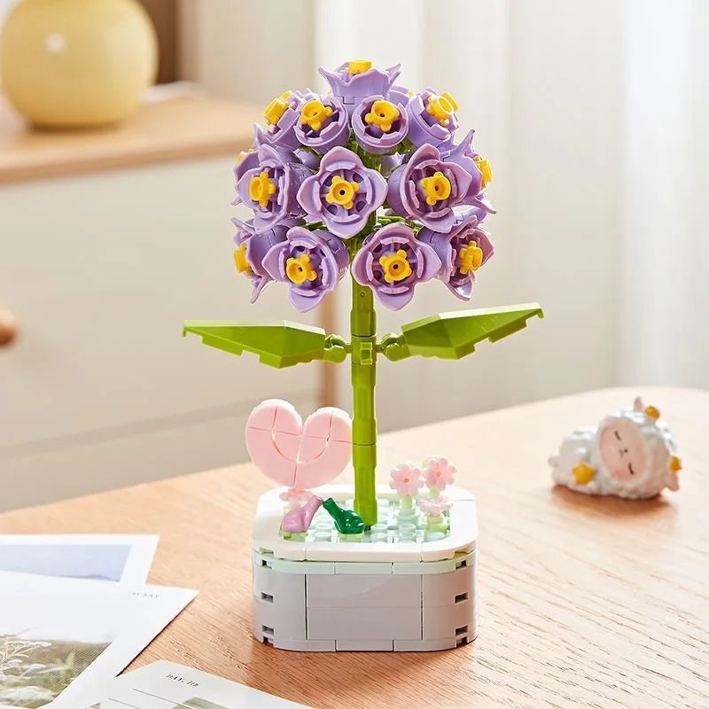 Rose Flower Building Block Flower Eternal Bouquet Prickly Pear Model Plant Decoration Educational Toy For Kids Birthday Gift