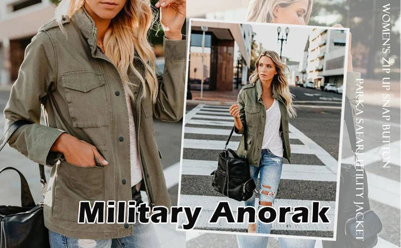 Women Zipper Jacket Autumn Female Outerwear Long Sleeve Casual Streetwear Coat Windbreaker Anorak Stand Collar  Jackets